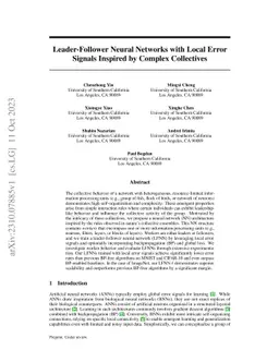 Leader-Follower Neural Networks with Local Error Signals Inspired by
  Complex Collectives