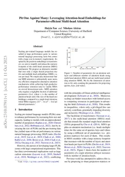 Pit One Against Many: Leveraging Attention-head Embeddings for
  Parameter-efficient Multi-head Attention