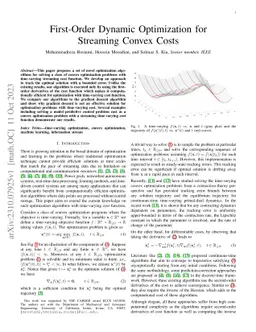First-Order Dynamic Optimization for Streaming Convex Costs