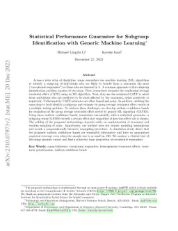 Statistical Performance Guarantee for Subgroup Identification with Generic Machine Learning