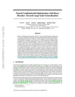 Neural Combinatorial Optimization with Heavy Decoder: Toward Large Scale
  Generalization