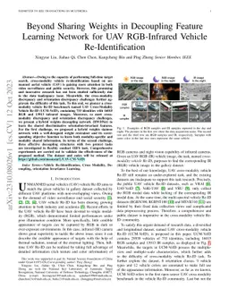 Beyond Sharing Weights in Decoupling Feature Learning Network for UAV
  RGB-Infrared Vehicle Re-Identification