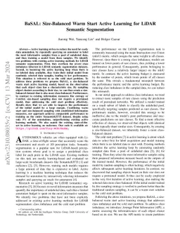 BaSAL: Size-Balanced Warm Start Active Learning for LiDAR Semantic
  Segmentation