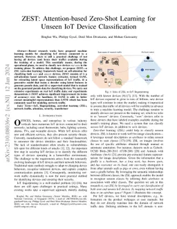 ZEST: Attention-based Zero-Shot Learning for Unseen IoT Device
  Classification