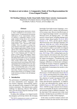 To token or not to token: A Comparative Study of Text Representations
  for Cross-Lingual Transfer