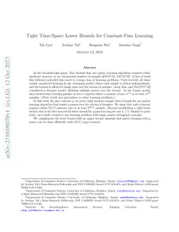 Tight Time-Space Lower Bounds for Constant-Pass Learning