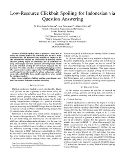 Low-Resource Clickbait Spoiling for Indonesian via Question Answering