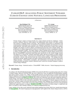 ClimateNLP: Analyzing Public Sentiment Towards Climate Change Using
  Natural Language Processing