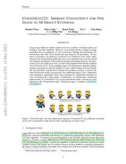 Consistent123: Improve Consistency for One Image to 3D Object Synthesis