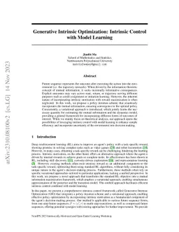 Generative Intrinsic Optimization: Intrinsic Control with Model Learning