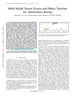Multi-Modal Sensor Fusion and Object Tracking for Autonomous Racing