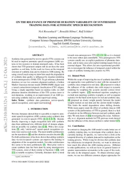 On the Relevance of Phoneme Duration Variability of Synthesized Training
  Data for Automatic Speech Recognition