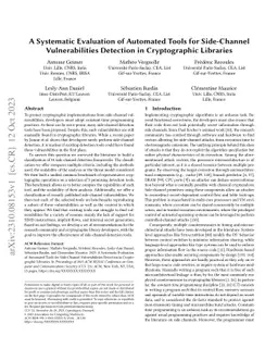 A Systematic Evaluation of Automated Tools for Side-Channel
  Vulnerabilities Detection in Cryptographic Libraries