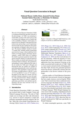 Visual Question Generation in Bengali