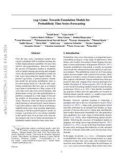 Lag-Llama: Towards Foundation Models for Probabilistic Time Series
  Forecasting