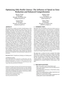 Optimizing Odia Braille Literacy: The Influence of Speed on Error
  Reduction and Enhanced Comprehension