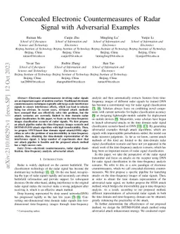 Concealed Electronic Countermeasures of Radar Signal with Adversarial
  Examples
