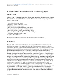 A cry for help: Early detection of brain injury in newborns