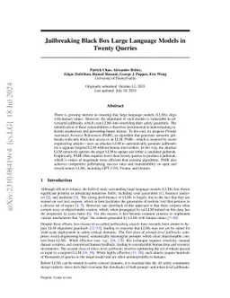 Jailbreaking Black Box Large Language Models in Twenty Queries