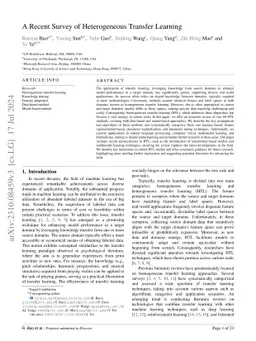 A Recent Survey of Heterogeneous Transfer Learning