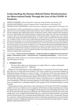 Understanding the Humans Behind Online Misinformation: An Observational
  Study Through the Lens of the COVID-19 Pandemic