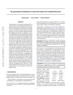 Do pretrained Transformers Learn In-Context by Gradient Descent?