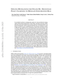 Offline Retraining for Online RL: Decoupled Policy Learning to Mitigate
  Exploration Bias