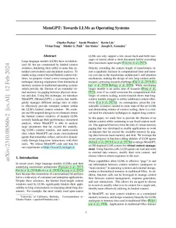 MemGPT: Towards LLMs as Operating Systems