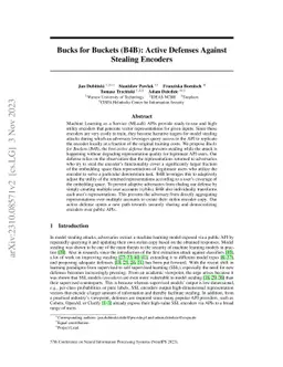 Bucks for Buckets (B4B): Active Defenses Against Stealing Encoders