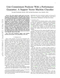 Unit Commitment Predictor With a Performance Guarantee: A Support Vector
  Machine Classifier