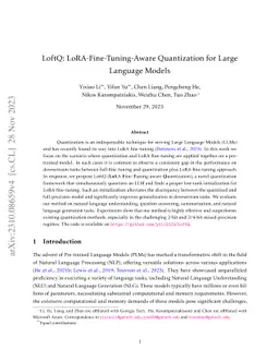 LoftQ: LoRA-Fine-Tuning-Aware Quantization for Large Language Models