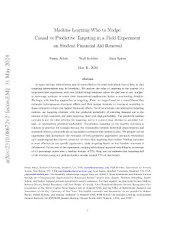 Machine Learning Who to Nudge: Causal vs Predictive Targeting in a Field
  Experiment on Student Financial Aid Renewal