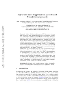 Polynomial Time Cryptanalytic Extraction of Neural Network Models