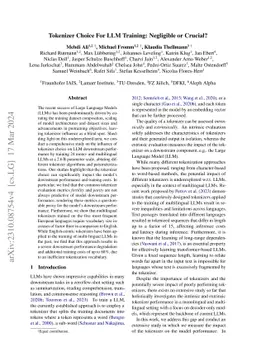 Tokenizer Choice For LLM Training: Negligible or Crucial?