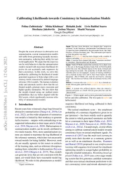 Calibrating Likelihoods towards Consistency in Summarization Models