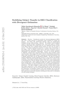 Stabilizing Subject Transfer in EEG Classification with Divergence
  Estimation