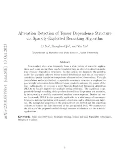 Alteration Detection of Tensor Dependence Structure via
  Sparsity-Exploited Reranking Algorithm