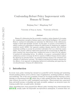 Confounding-Robust Policy Improvement with Human-AI Teams