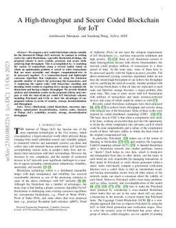 A High-throughput and Secure Coded Blockchain for IoT