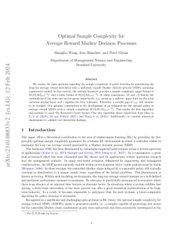 Optimal Sample Complexity for Average Reward Markov Decision Processes