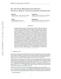 On the Over-Memorization During Natural, Robust and Catastrophic
  Overfitting