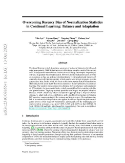 Overcoming Recency Bias of Normalization Statistics in Continual
  Learning: Balance and Adaptation