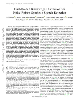 Dual-Branch Knowledge Distillation for Noise-Robust Synthetic Speech
  Detection