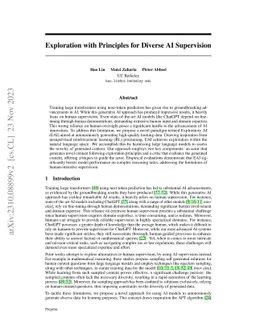 Exploration with Principles for Diverse AI Supervision