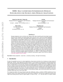 SIDE: Self-supervised Intermediate Domain Exploration for Source-free
  Domain Adaptation