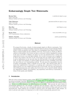 Embarrassingly Simple Text Watermarks