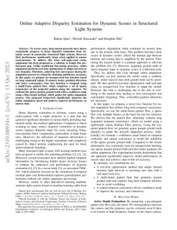 Online Adaptive Disparity Estimation for Dynamic Scenes in Structured
  Light Systems