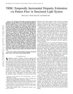 TIDE: Temporally Incremental Disparity Estimation via Pattern Flow in
  Structured Light System
