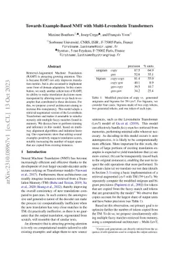 Towards Example-Based NMT with Multi-Levenshtein Transformers