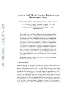 Injective Rank Metric Trapdoor Functions with Homogeneous Errors